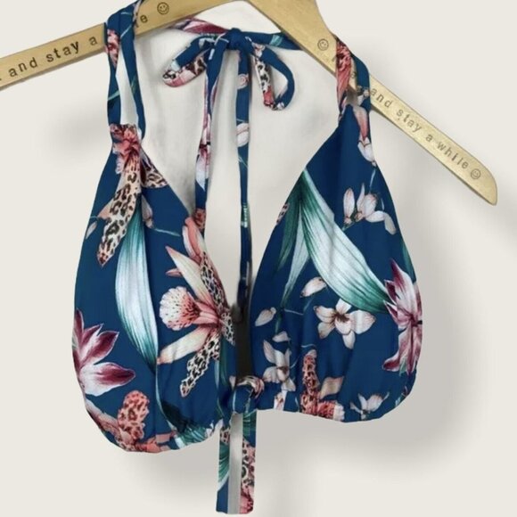 La Blanca Size 14 Flyaway Orchid Triangle Bikini Top Floral Halter Bohemian Boho - Picture 2 of 12